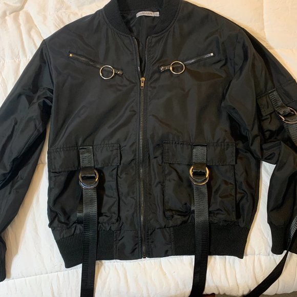 Carmar Black Harness Bomber Varsity Jacket - Picture 2 of 5